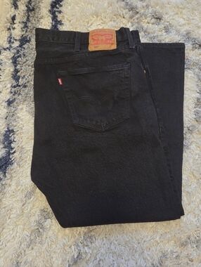 Levi's Men's Black Straight Leg BUTTON FLY LEVI 501 Jeans SIZE 46X30